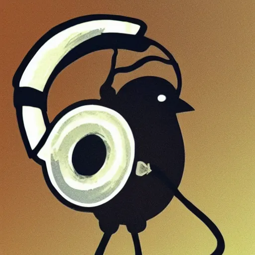 Image similar to a bird wearing headphones