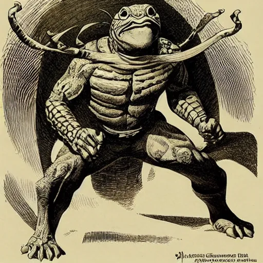 Image similar to anthropomorphic turtle hero by joseph clement coll