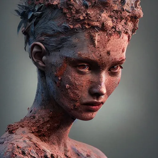 Prompt: a beautiful photorealistic portrait of lilith, made of clay covered in clay stained with mud, detailed, sharp focus, by stanley artgerm lau, wlop, rossdraws, james jean, andrei riabovitchev, marc simonetti, yoshitaka amano