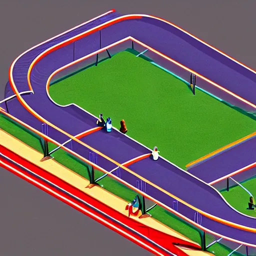Prompt: isometric race track render, vivid color
