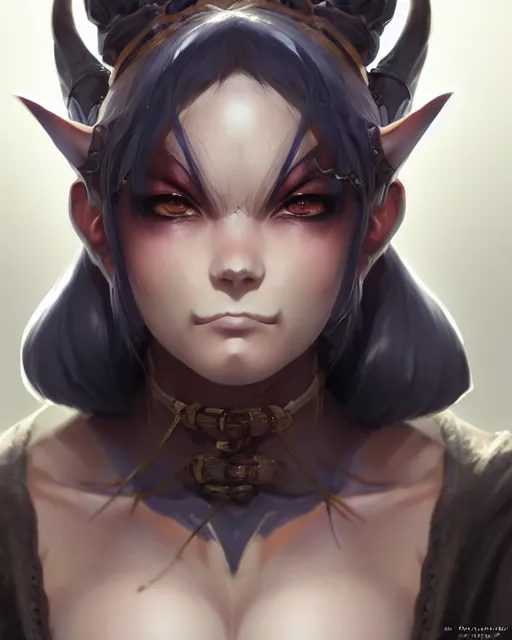 Image similar to close - up character concept art of a beautiful anime orc woman | | cute - fine - face, pretty face, realistic shaded perfect face, fine details by stanley artgerm lau, wlop, rossdraws, james jean, andrei riabovitchev, marc simonetti, and sakimichan, tranding on artstation