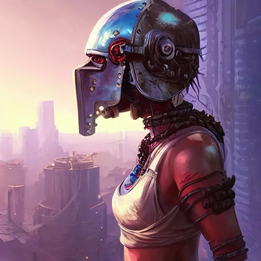 Image similar to cyberpunk viking helmet mask warrior goddess robot ninja fantasy, art gta 5 cover, official fanart behance hd artstation by jesper ejsing, by rhads, makoto shinkai and lois van baarle, ilya kuvshinov, ossdraws