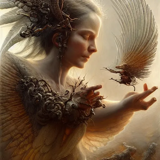 Prompt: a beautiful detailed 3 d matte portrait of a angel, by ellen jewett, by tomasz alen kopera, by justin gerard, ominous, magical realism, texture, intricate, whirling smoke, alchemist bottles, radiant colors, fantasy, volumetric lighting, high details