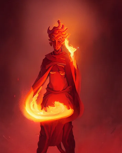 Image similar to tentacled [ squidward ] wearing fire nation clothing and practicing firebending outside at susnset, [ greg rutkowski ]