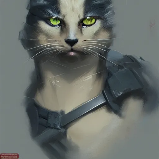 Prompt: cat as Solid Snake, trending on artstation, ultra detailed, 8k, character illustration by Greg Rutkowski, Thomas Kinkade.