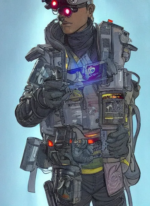 Image similar to apex legends cyberpunk police detective. concept art by james gurney and mœbius. gorgeous face.