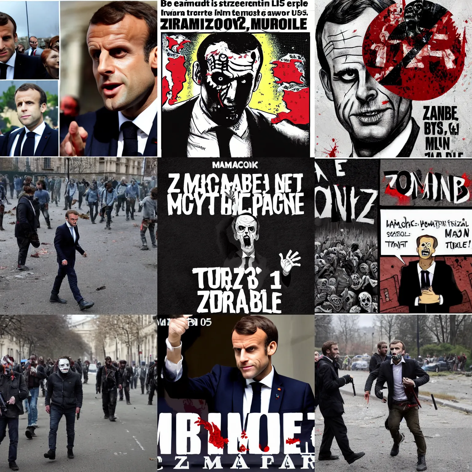 Prompt: macron, zombie apocalypse