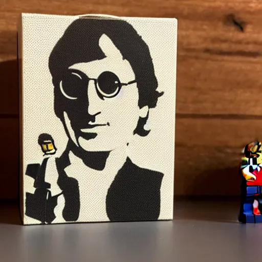 Image similar to a lego John Lennon with box