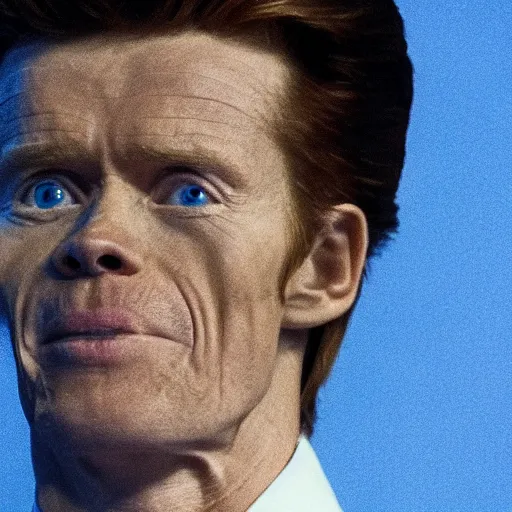 Image similar to Willem Dafoe as Rick Astley in 'Rickroll' (2018), cinematic shot, award winning cinematography, movie still frame