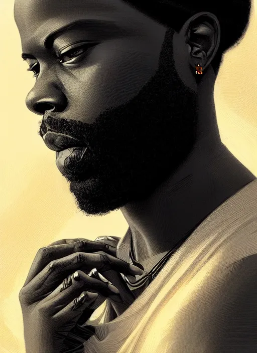 Image similar to symmetry!! portrait of black thought, intricate, elegant, highly detailed, digital painting, artstation, concept art, smooth, sharp focus, illustration, art by artgerm and greg rutkowski and alphonse mucha