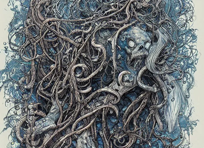 Prompt: a highly detailed beautiful davy jones, james gurney, james jean