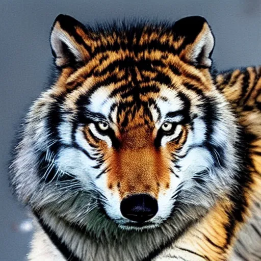 Image similar to half wolf, half tiger