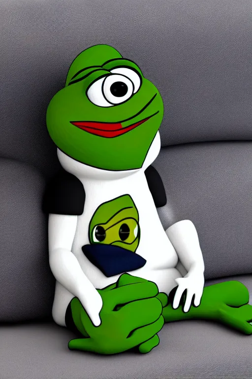 Image similar to pepe on a couch, 4k, 8k, HD