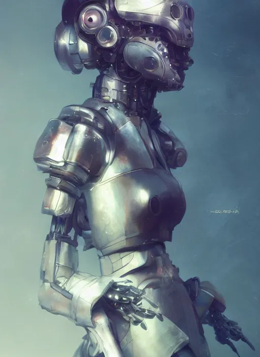 Prompt: matte painting, by yoshitaka amano, by ruan jia, by conrad roset, by good smile company, detailed anime 3d render of a female mechanical android, portrait, cgsociety, artstation, quirky mechanical costume and grand headpiece, surreal mystical atmosphere