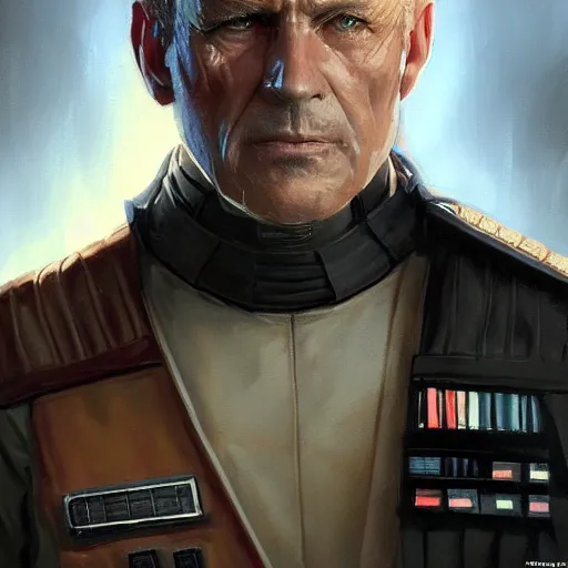 Prompt: portrait of a man by greg rutkowski, british features, straight jaw, short black hair, star wars expanded universe, he is about 6 0 years old, wearing uniform of the galactic alliance navy, highly detailed portrait, digital painting, artstation, concept art, smooth, sharp foccus ilustration, artstation hq