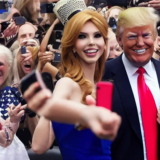 Prompt: donald trump taking a selfie with Amouranth