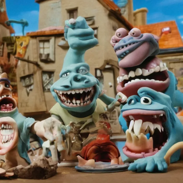 Image similar to street sharks in wallace & gromit claymation