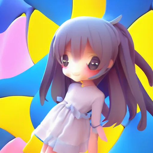 Image similar to cute fumo plush of a girl with a big heart, very long and unkempt hair, stylized pbr, subsurface scattering, sunshine, subsurface scattering pbr shading, cel shading stylized, outline glow, blob anime, bokeh, vray