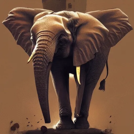 Image similar to 🤖🐘elephant, Greg rutkowski, Trending artstation, cinematográfica, digital Art