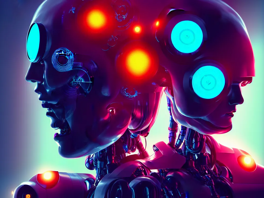 Image similar to humachine humanized experiment, robots inside the head, distopic, cyberpunk, sci - fi, 7 0 s colors, cinematic lighting, digital painting, photorealistic, ultra detailed, 4 k