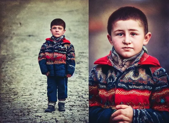 Image similar to professional fine details photo portrait of kid from kazan, tatarstan kid in the postsoviet suburbia, iphone detailed photo, instagram