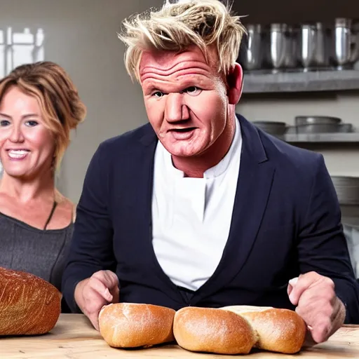 Image similar to gordon ramsay yelling at a loaf of bread