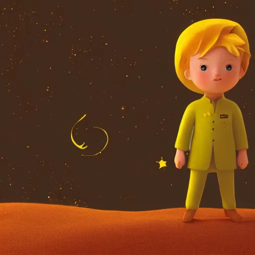 Image similar to the little prince illustration, bokeh, octane render