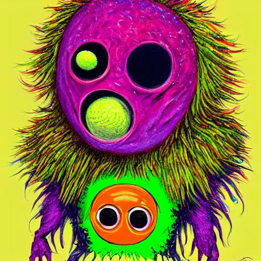 Image similar to a tennis ball monsters, colorful, digital art, fantasy, magic, chalk, trending on artstation, ultra detailed, professional illustration by basil gogos