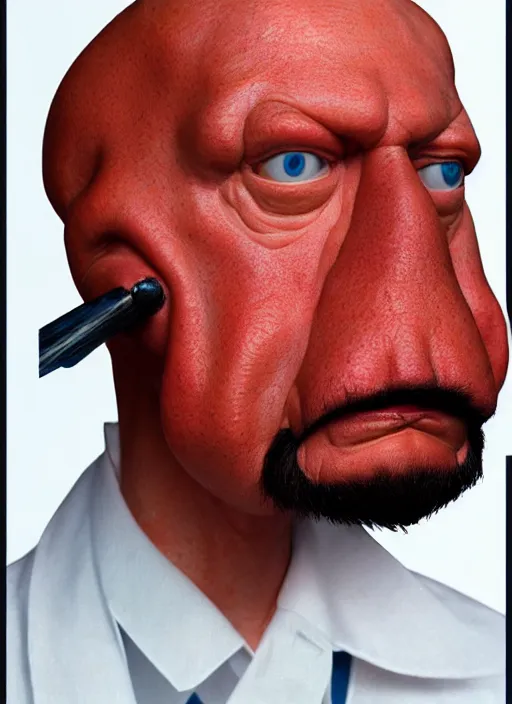 Image similar to photorealistic 3 0 0 0 ( dr. john a. zoidberg ), portrait photography feroflex photorealistic studio lighting ektachrome detailed intricate face details, ultradetails, beautiful face, realistic shaded perfect face, extremely fine details