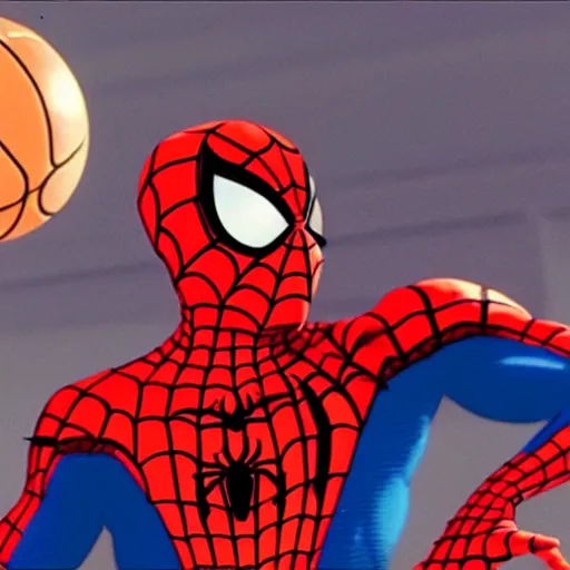 Prompt: a movie still of spider - man in space jam ( 1 9 9 6 )