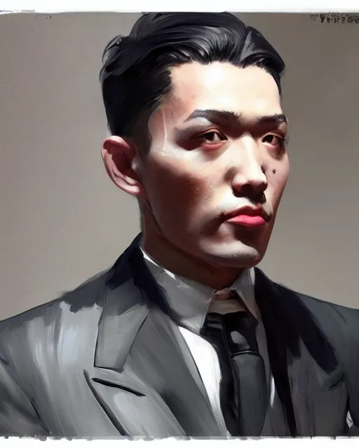 Prompt: an excellent painted portrait of a gangster from the 20s in new york by Peter Xiao and Yanjun Cheng, Stanley Artgerm Lau, 4K resolution, trending on artstation, masterpiece