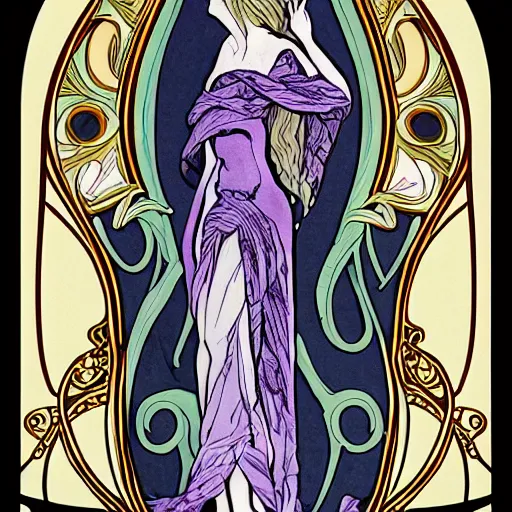 Image similar to ilithid, in the style of art nouveau,