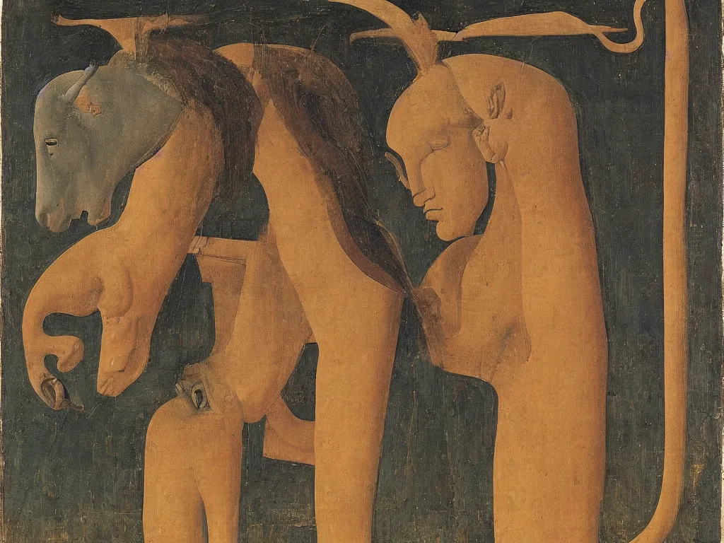 Image similar to Portrait of a Tantric deity with horse. Piero della Francesca, Balthus