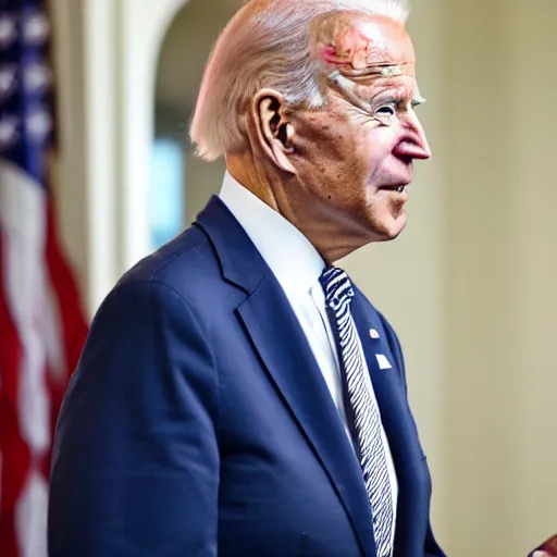 Prompt: joe biden with red mohawk hair