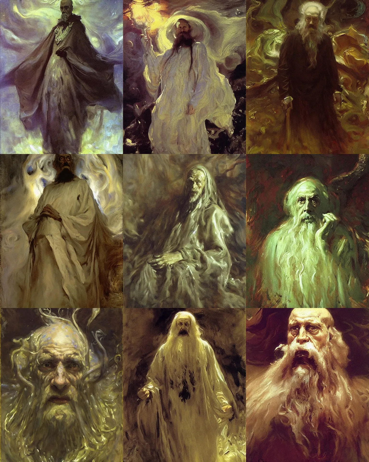 Prompt: portrait of inconceivably otherworldly lovecraftian elder god, painting by john singer sargent, dore, richard schmid, ilya repin