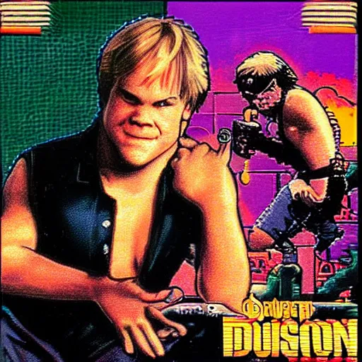 Image similar to portrait of philip seymour hoffman in double dragon video game splash screen