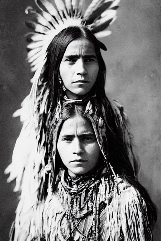 Image similar to “Photo of Native American indian woman Emma Watson, portrait, skilled warrior of the Chiricahua Apache, Lozen was the sister of Victorio a prominent Chief, showing pain and sadness on her face, ancient, realistic, detailed, emma watson”