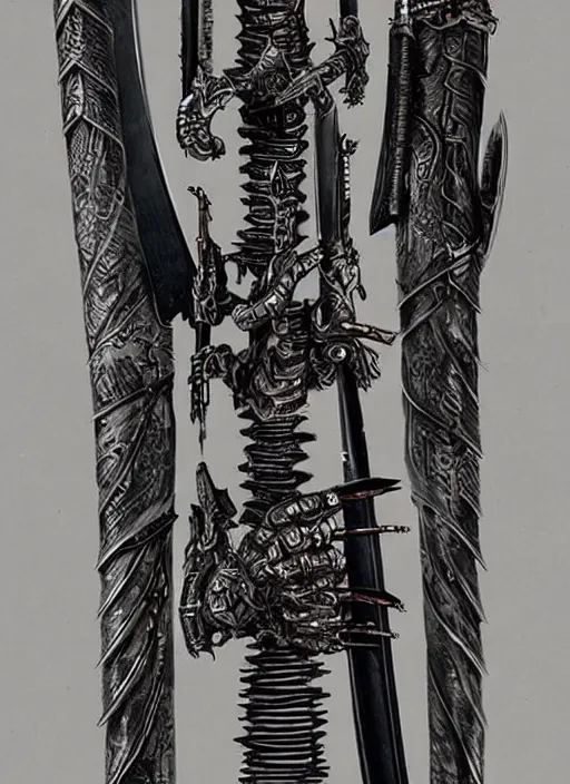 Image similar to giger, h. r. - intricately detailed katana!!!!!