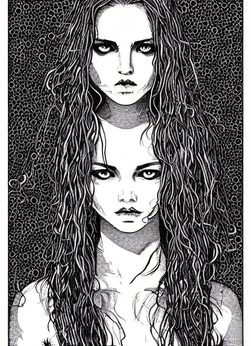 Image similar to a portrait of a pretty sewer punk young lady by apollonia saintclair