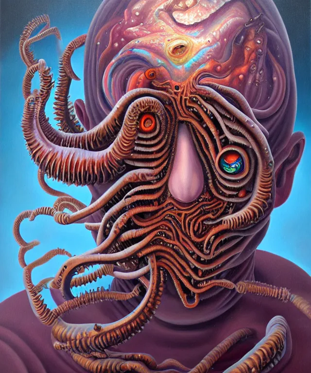 Image similar to an oil on canvas portrait painting, polycount, surrealism, surrealist, lovecraftian, cosmic horror, high detail