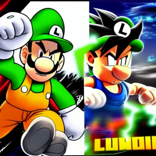 Luigi Versus Son Goku Both Have An Epic Battle Stable Diffusion