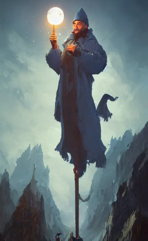 Image similar to alexis ohanian as a wizard, blue wizard hat, concept art, detailed face, fantasy, highly detailed, cinematic lighting, digital art painting by greg rutkowski