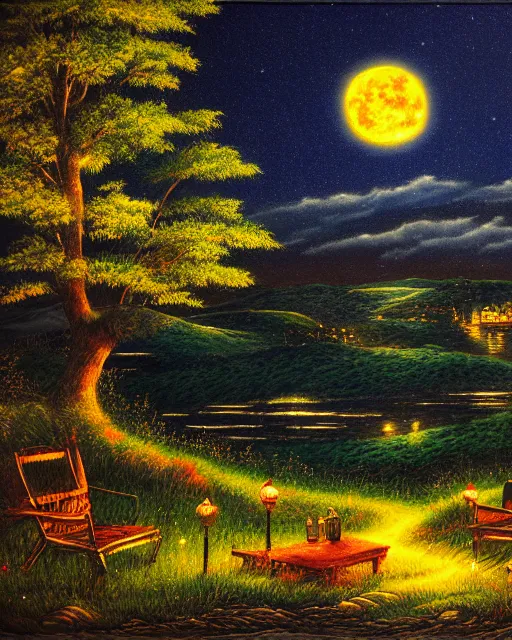 Prompt: scenic view of summer night, ultradetailed,,