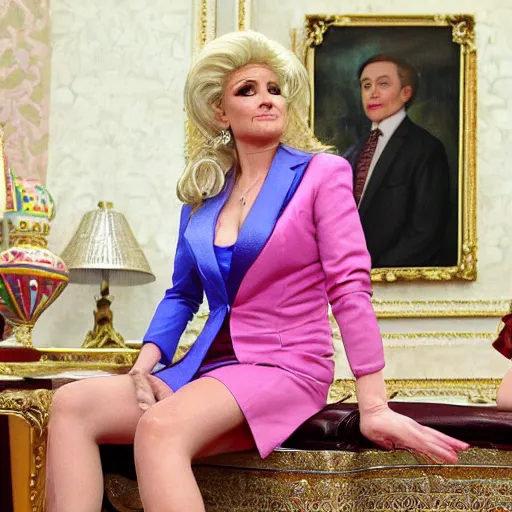 Image similar to Putin dressed in drag being flirty