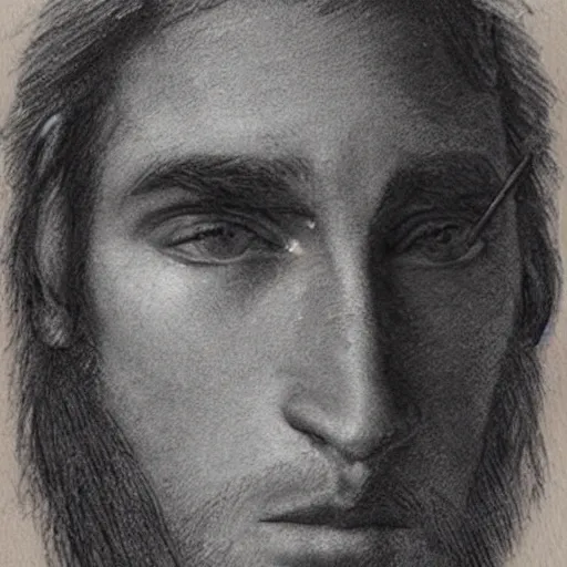 Image similar to sketch of man wearing band on eyes with beleiver written on it