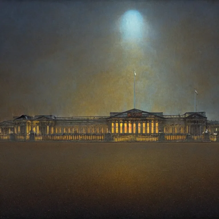 Prompt: solidity and eternity buckingham palace, lovecraft, concept art by beksinski and jean delville, dramatic lighting, ultra hd, hdr, 8 k