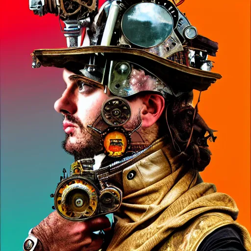 Prompt: steam punk roman moses, contemporary collage, highly detailed, digital painting, 4 k, hdr, punk, fashion, smooth, sharp focus, art by nick knight, sandra chevrier and john hoyland
