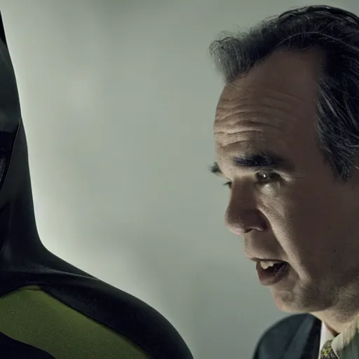 Image similar to batman played by gilbert gottfried, movie directed by christopher nolan, cinematography by wally pfister