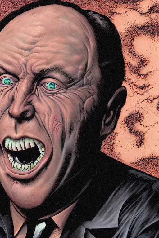 Image similar to alex jones being possessed by inter - dimensional demons, painting by richard corben and glenn fabry, 3 d, 8 k