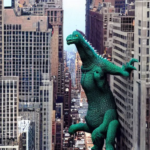 Prompt: 266 feet tall woman fighting with Godzilla in New York